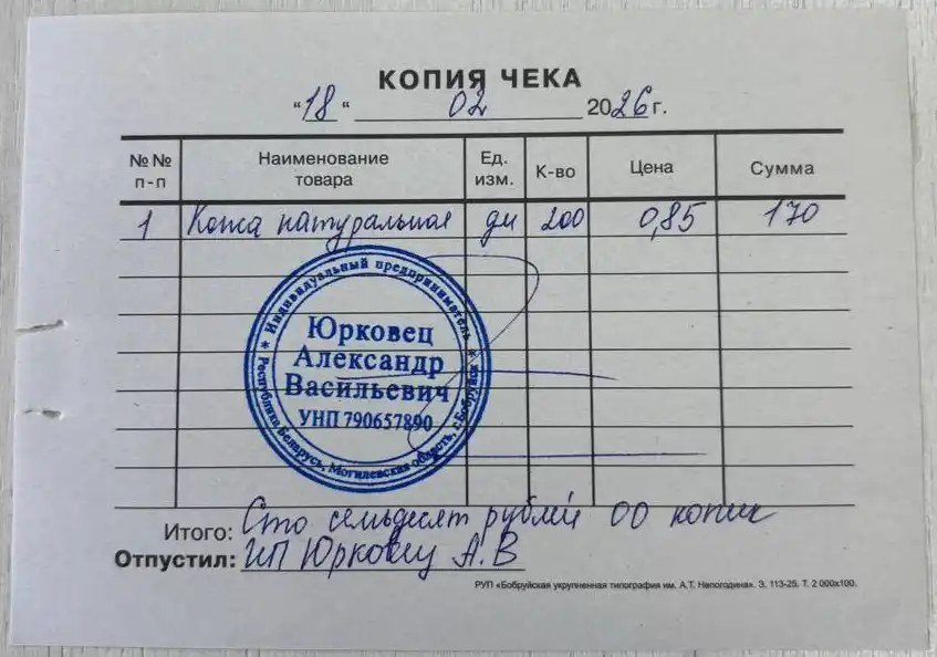 Копия товарного чека магазина ОбувьКомплект